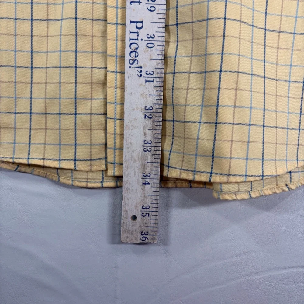 LL Bean Mens XL Yellow Plaid Wrinkle Resist Button Down Shirt Traditional Fit